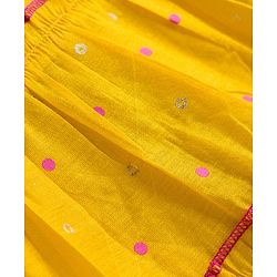 Babyhug Chanderi Woven Sleeveless Ethnic Dress  with Polka Dots & Lace Detailing - Yellow