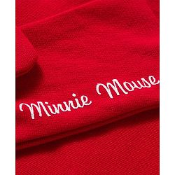 Babyhug Disney Terry Knit Drop Shoulder Full Sleeves Sweatshirt & Leggings Set with Minnie Mouse Graphic & Bow Applique - Red & White