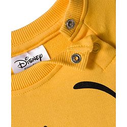 Babyhug Disney Terry Knit Drop Shoulder Full Raglan Sleeves Sweatshirt & Lounge Pant Set with Winnie the Pooh Graphic & Ear Applique - Yellow