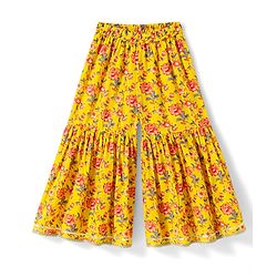 Babyhug Cambric Woven Three Fourth Sleeves  Floral Printed Kurta Gharara Set with Dupatta -  Mustard