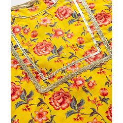 Babyhug Cambric Woven Three Fourth Sleeves  Floral Printed Kurta Gharara Set with Dupatta -  Mustard