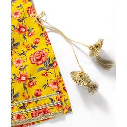 Babyhug Cambric Woven Three Fourth Sleeves  Floral Printed Kurta Gharara Set with Dupatta -  Mustard