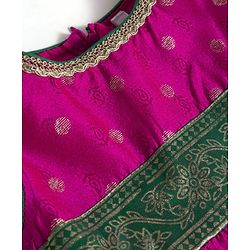 Babyhug Cotton Blend Woven Sleeveless Foil Printed Ethnic Dress - Fuchsia