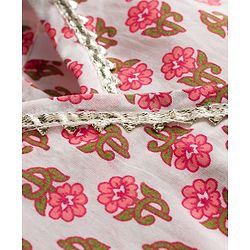 Babyhug Cambric Woven Three Fourth Sleeves Ethnic Dress With Floral Print - Off White