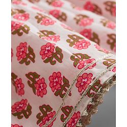 Babyhug Cambric Woven Three Fourth Sleeves Ethnic Dress With Floral Print - Off White