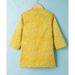 Babyhug Cambric Woven Full Sleeves Striped Kurta Dhoti Set - Yellow