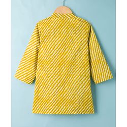 Babyhug Cambric Woven Full Sleeves Striped Kurta Dhoti Set - Yellow