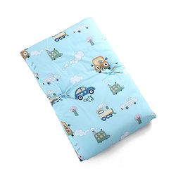 Babyhug 100% Cotton Gadda Bedding Set Cute Car Print - Sea Green| Soft & Breathable Cotton Shell| Mattress with Pillow & 2 Bolsters| Gentle Cushioned Support| Gifting Option for 0to12 Months