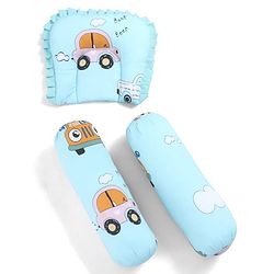 Babyhug 100% Cotton Gadda Bedding Set Cute Car Print - Sea Green| Soft & Breathable Cotton Shell| Mattress with Pillow & 2 Bolsters| Gentle Cushioned Support| Gifting Option for 0to12 Months
