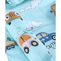 Babyhug 100% Cotton Gadda Bedding Set Cute Car Print - Sea Green| Soft & Breathable Cotton Shell| Mattress with Pillow & 2 Bolsters| Gentle Cushioned Support| Gifting Option for 0to12 Months