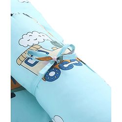 Babyhug 100% Cotton Gadda Bedding Set Cute Car Print - Sea Green| Soft & Breathable Cotton Shell| Mattress with Pillow & 2 Bolsters| Gentle Cushioned Support| Gifting Option for 0to12 Months
