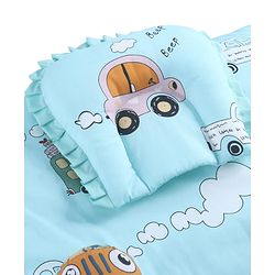 Babyhug 100% Cotton Gadda Bedding Set Cute Car Print - Sea Green| Soft & Breathable Cotton Shell| Mattress with Pillow & 2 Bolsters| Gentle Cushioned Support| Gifting Option for 0to12 Months