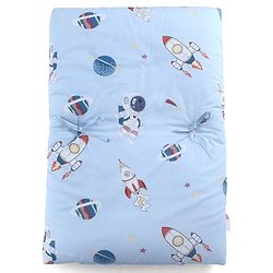 Babyhug 100% Cotton Gadda Bedding Set Cute Car Print - Sea Green| Soft & Breathable Cotton Shell| Mattress with Pillow & 2 Bolsters| Gentle Cushioned Support| Gifting Option for 0to12 Months