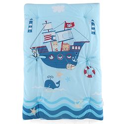 Babyhug 100% Cotton Gadda Bedding Set Cute Car Print - Sea Green| Soft & Breathable Cotton Shell| Mattress with Pillow & 2 Bolsters| Gentle Cushioned Support| Gifting Option for 0to12 Months
