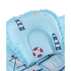 Babyhug 100% Cotton Gadda Bedding Set Cute Car Print - Sea Green| Soft & Breathable Cotton Shell| Mattress with Pillow & 2 Bolsters| Gentle Cushioned Support| Gifting Option for 0to12 Months