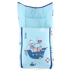 Babyhug 100% Cotton Baby Sleeping Bag with Hood Little Sailor Print - Blue| Use as Carry Nest, Mattress or Sleeping Bag| Newborn to Toddler Boys & Girls| New Born Gifting| Warm and Cozy