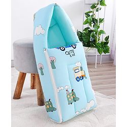 Babyhug 100% Cotton Baby Sleeping Bag with Hood Little Sailor Print - Blue| Use as Carry Nest, Mattress or Sleeping Bag| Newborn to Toddler Boys & Girls| New Born Gifting| Warm and Cozy