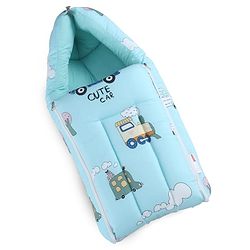 Babyhug 100% Cotton Baby Sleeping Bag with Hood Little Sailor Print - Blue| Use as Carry Nest, Mattress or Sleeping Bag| Newborn to Toddler Boys & Girls| New Born Gifting| Warm and Cozy
