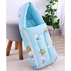Babyhug 100% Cotton Baby Sleeping Bag with Hood Little Sailor Print - Blue| Use as Carry Nest, Mattress or Sleeping Bag| Newborn to Toddler Boys & Girls| New Born Gifting| Warm and Cozy