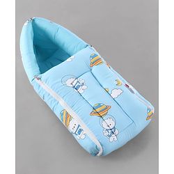 Babyhug 100% Cotton Baby Sleeping Bag with Hood Little Sailor Print - Blue| Use as Carry Nest, Mattress or Sleeping Bag| Newborn to Toddler Boys & Girls| New Born Gifting| Warm and Cozy