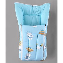 Babyhug 100% Cotton Baby Sleeping Bag with Hood Little Sailor Print - Blue| Use as Carry Nest, Mattress or Sleeping Bag| Newborn to Toddler Boys & Girls| New Born Gifting| Warm and Cozy