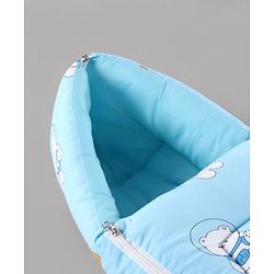 Babyhug 100% Cotton Baby Sleeping Bag with Hood Little Sailor Print - Blue| Use as Carry Nest, Mattress or Sleeping Bag| Newborn to Toddler Boys & Girls| New Born Gifting| Warm and Cozy