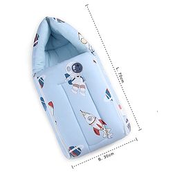 Babyhug 100% Cotton Baby Sleeping Bag with Hood Little Sailor Print - Blue| Use as Carry Nest, Mattress or Sleeping Bag| Newborn to Toddler Boys & Girls| New Born Gifting| Warm and Cozy
