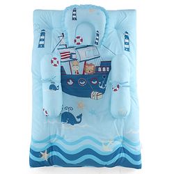 Babyhug Super Saver Bedding Combo Set of 3 Sailor Friends Print - Blue| 100% Cotton| Pillows & Bolsters Included| Lightweight & Travel Friendly| Breathable Fabric| Gifting  Option for 0to6 Months