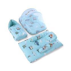 Babyhug Super Saver Bedding Combo Set of 3 Sailor Friends Print - Blue| 100% Cotton| Pillows & Bolsters Included| Lightweight & Travel Friendly| Breathable Fabric| Gifting  Option for 0to6 Months