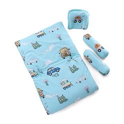 Babyhug Super Saver Bedding Combo Set of 3 Sailor Friends Print - Blue| 100% Cotton| Pillows & Bolsters Included| Lightweight & Travel Friendly| Breathable Fabric| Gifting  Option for 0to6 Months