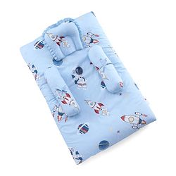 Babyhug Super Saver Bedding Combo Set of 3 Sailor Friends Print - Blue| 100% Cotton| Pillows & Bolsters Included| Lightweight & Travel Friendly| Breathable Fabric| Gifting  Option for 0to6 Months