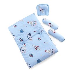 Babyhug Super Saver Bedding Combo Set of 3 Sailor Friends Print - Blue| 100% Cotton| Pillows & Bolsters Included| Lightweight & Travel Friendly| Breathable Fabric| Gifting  Option for 0to6 Months