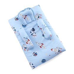 Babyhug Super Saver Bedding Combo Set of 3 Sailor Friends Print - Blue| 100% Cotton| Pillows & Bolsters Included| Lightweight & Travel Friendly| Breathable Fabric| Gifting  Option for 0to6 Months