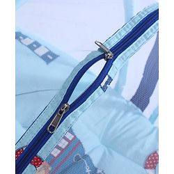 Babyhug 100% Cotton Digital Print Mattress Set with Mosquito Net Sailor Friends -Blue|U Shaped Pillow|Zipper Opening|Foldable & Travel Friendly|Newborn Gifting Option|Use on Floor Cribs Cots or Cradle