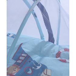 Babyhug 100% Cotton Digital Print Mattress Set with Mosquito Net Sailor Friends -Blue|U Shaped Pillow|Zipper Opening|Foldable & Travel Friendly|Newborn Gifting Option|Use on Floor Cribs Cots or Cradle