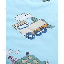 Babyhug 100% Cotton Digital Print Mattress Set with Mosquito Net Sailor Friends -Blue|U Shaped Pillow|Zipper Opening|Foldable & Travel Friendly|Newborn Gifting Option|Use on Floor Cribs Cots or Cradle