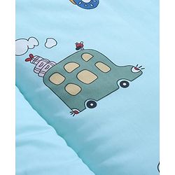 Babyhug 100% Cotton Digital Print Mattress Set with Mosquito Net Sailor Friends -Blue|U Shaped Pillow|Zipper Opening|Foldable & Travel Friendly|Newborn Gifting Option|Use on Floor Cribs Cots or Cradle