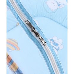 Babyhug 100% Cotton Digital Print Mattress Set with Mosquito Net Sailor Friends -Blue|U Shaped Pillow|Zipper Opening|Foldable & Travel Friendly|Newborn Gifting Option|Use on Floor Cribs Cots or Cradle