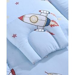 Babyhug 100% Cotton Digital Print Mattress Set with Mosquito Net Sailor Friends -Blue|U Shaped Pillow|Zipper Opening|Foldable & Travel Friendly|Newborn Gifting Option|Use on Floor Cribs Cots or Cradle