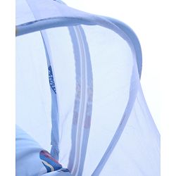 Babyhug 100% Cotton Digital Print Mattress Set with Mosquito Net Sailor Friends -Blue|U Shaped Pillow|Zipper Opening|Foldable & Travel Friendly|Newborn Gifting Option|Use on Floor Cribs Cots or Cradle