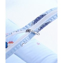 Babyhug 100% Cotton Digital Print Mattress Set with Mosquito Net Sailor Friends -Blue|U Shaped Pillow|Zipper Opening|Foldable & Travel Friendly|Newborn Gifting Option|Use on Floor Cribs Cots or Cradle