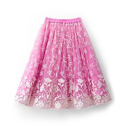Babyhug Net Woven Frill Sleeves Floral Embroidred Choli Lahenga Set with Dupatta - Pink