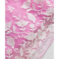 Babyhug Net Woven Frill Sleeves Floral Embroidred Choli Lahenga Set with Dupatta - Pink