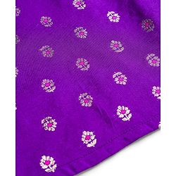 Babyhug Brocade Woven Full Sleeves Kurta Dhoti Set With Floral Foil Print - Purple