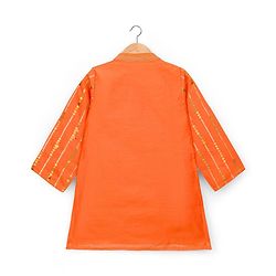 Babyhug  Woven Full Sleeves Sequin Embroidered Kurta Pyjama Set - Orange