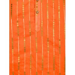 Babyhug  Woven Full Sleeves Sequin Embroidered Kurta Pyjama Set - Orange