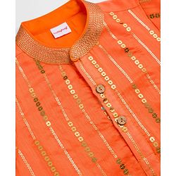 Babyhug  Woven Full Sleeves Sequin Embroidered Kurta Pyjama Set - Orange