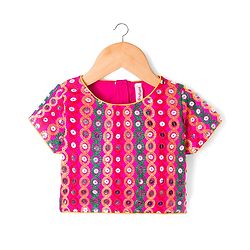 Babyhug Net Woven Half Sleeves Choli Lehenga & Dupatta Set With Sequin Detailing - Yellow
