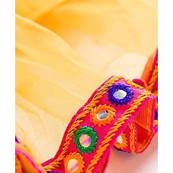 Babyhug Net Woven Half Sleeves Choli Lehenga & Dupatta Set With Sequin Detailing - Yellow