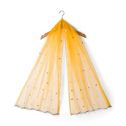 Babyhug Net Woven Half Sleeves Choli Lehenga & Dupatta Set With Sequin Detailing - Yellow